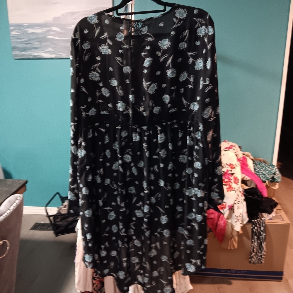 Torrid Floral Black and Blue Dress - Picture 8 of 8